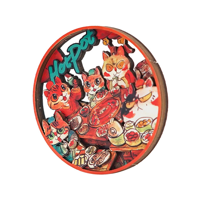 China Qintrack Wall Decorations For Home Original Design 3D Chinese Style Cartoon Fridge Magnet Sticker